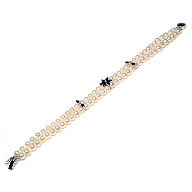 Freshwater Pearl, Sapphire & Diamond Bracelet
