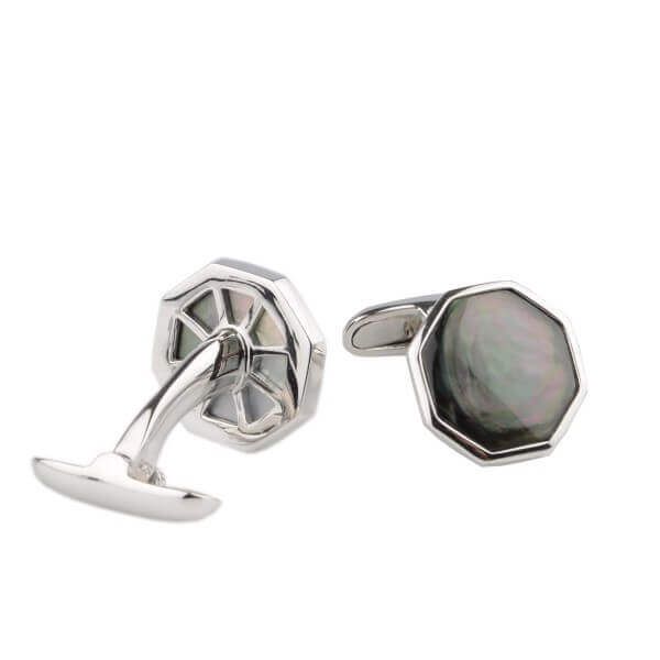 Silver Black Mother Of Pearl Cufflinks