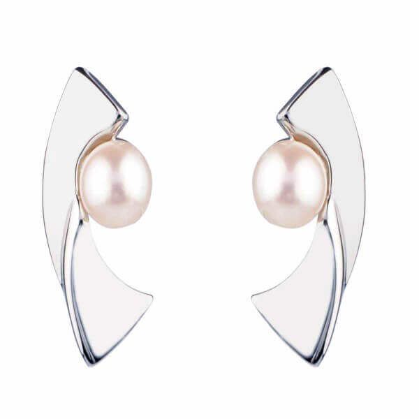Silver Freshwater Cultured Pearl Stud Earrings
