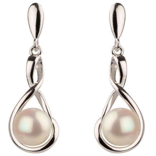  Freshwater Cultured Pearl Drop Earrings  |  Silver