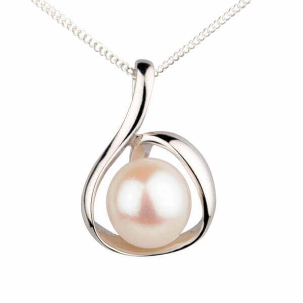 Freshwater Cultured Bouton Pearl Pendant and Chain  |  Silver