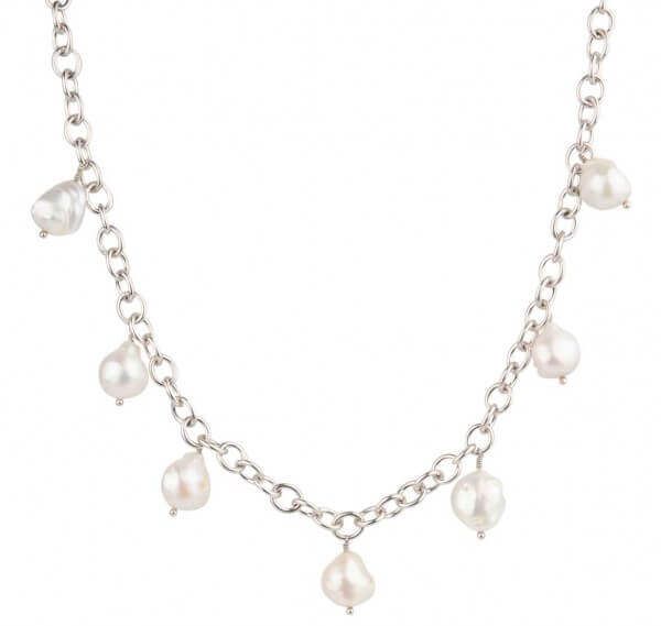 Heavy Chain Baroque Freshwater Pearl Necklace  |  Silver