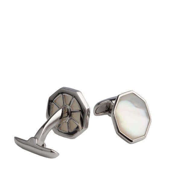 Silver White Mother Of Pearl Cufflinks