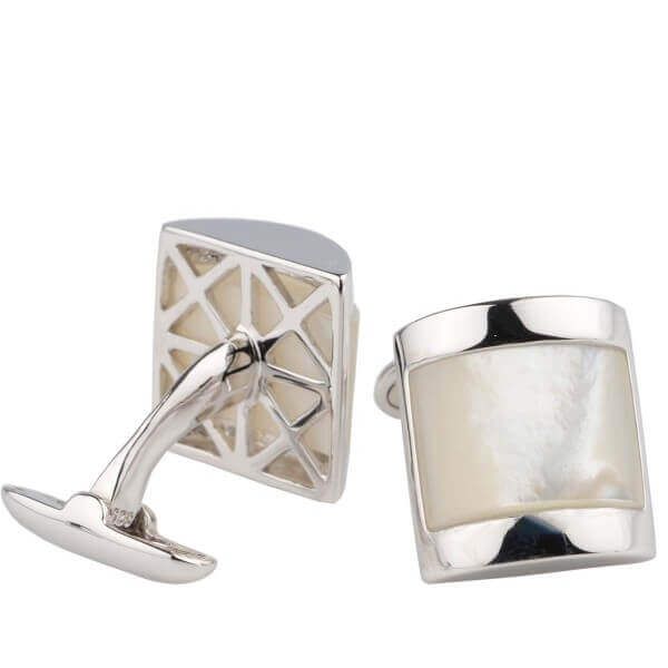 Silver White Mother Of Pearl Cufflinks