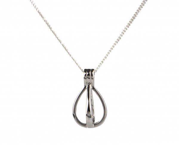 Silver pear-shape captive pearl pendant