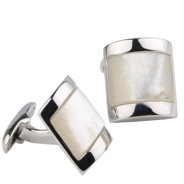 Silver White Mother Of Pearl Cufflinks