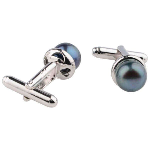 Pearl Cufflinks | Black Freshwater Silver