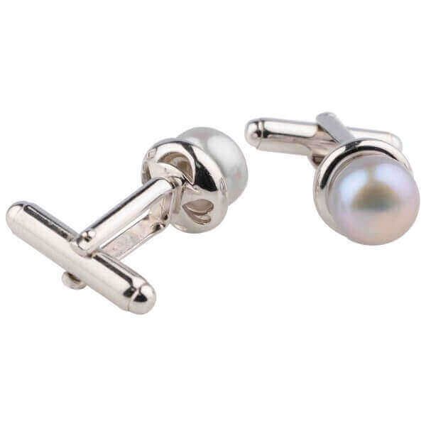 Silver Freshwater Grey Pearl Cufflinks