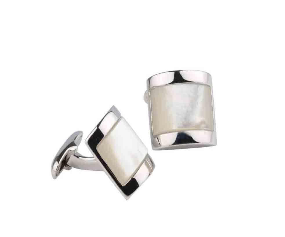 Silver White Mother Of Pearl Cufflinks