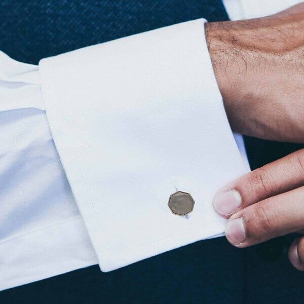 Mother of Pearl Cufflinks | Octagonal Silver