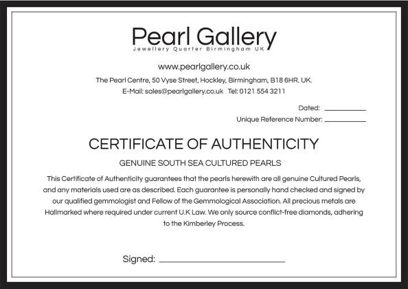 Cert for South sea pearls