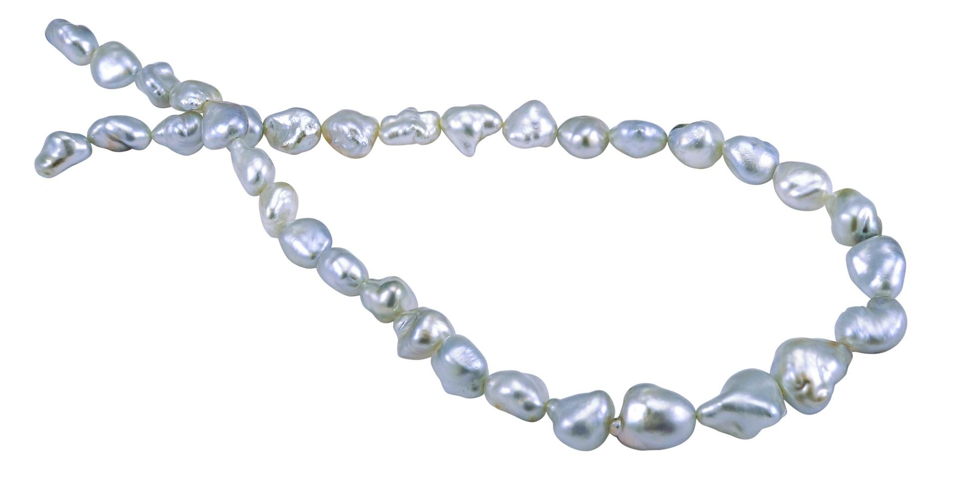Amazing Silver Grey Keshi Pearl necklace 9 to 13mm
