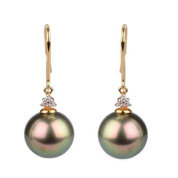 Tahitian Pearl and Diamond trefoil earrings