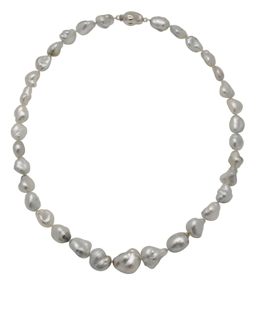 Tahitian Keshi Pearl Necklace With Palladium Clasp