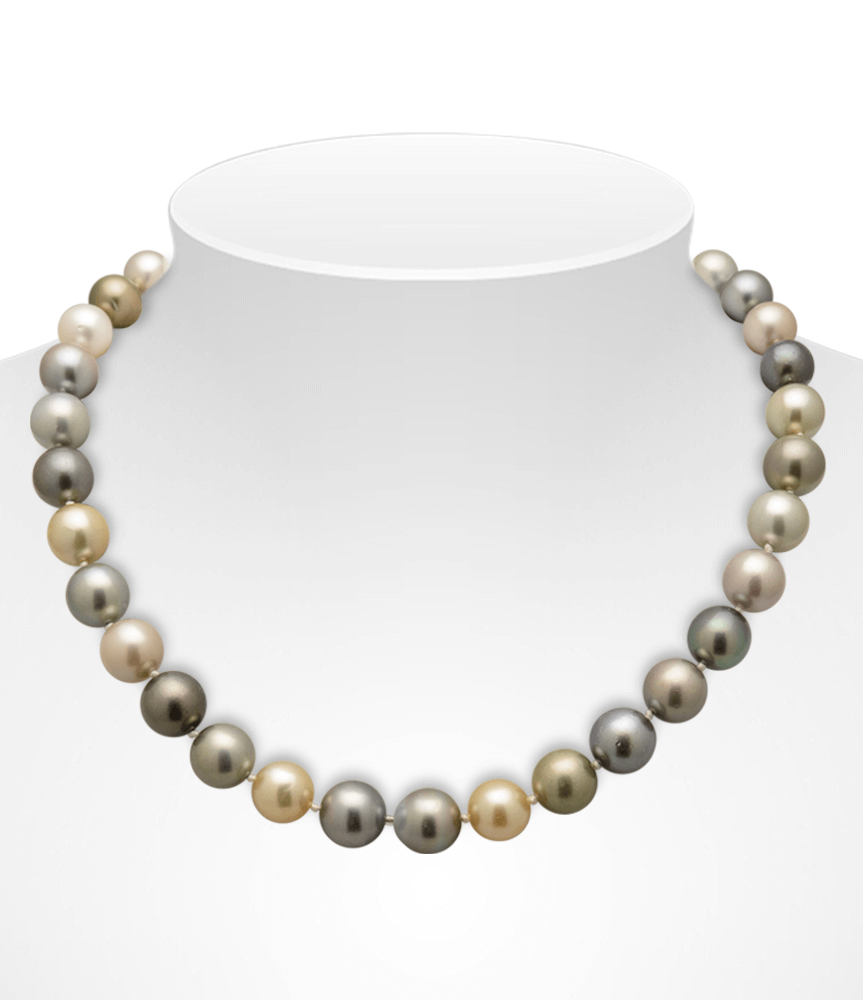 Lovely delicate Multi-Colour Tahitian Pearl tone necklace on 18ct Diamond Clasp