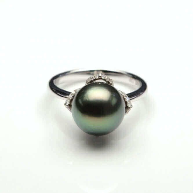 Tahitian Pearl & Diamond Ring | 18ct White Gold 