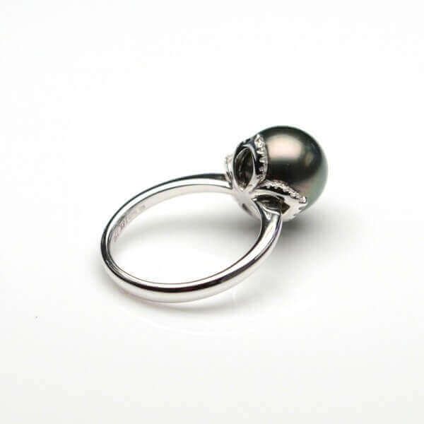 Tahitian Pearl & Diamond Ring | 18ct White Gold 