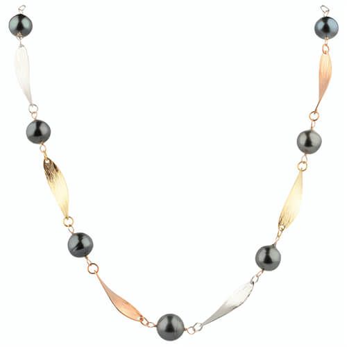 Baroque Tahitian Pearl Tri-colour Necklace | Silver 