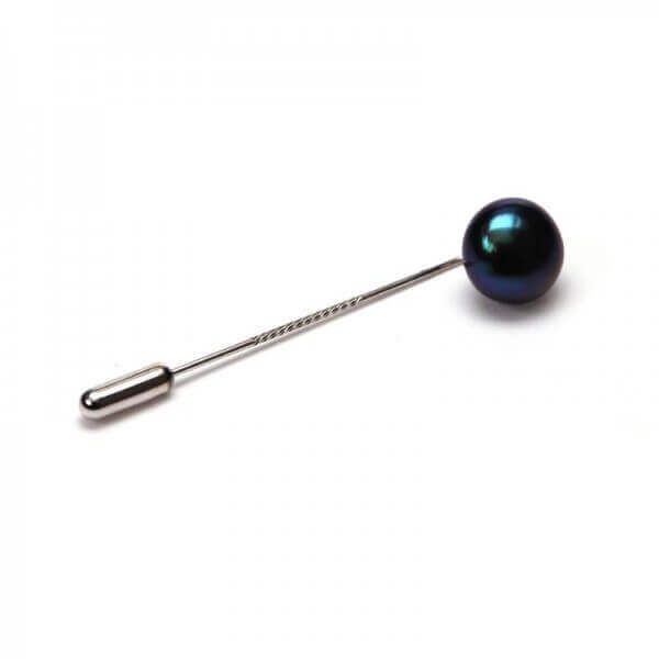 Silver Tie Pin set with Freshwater Pearl