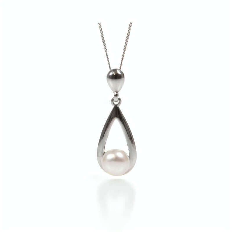 white gold pear shape pearl pendant