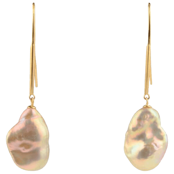 Baroque Hook Wire Drop Earrings | Silver Gilt