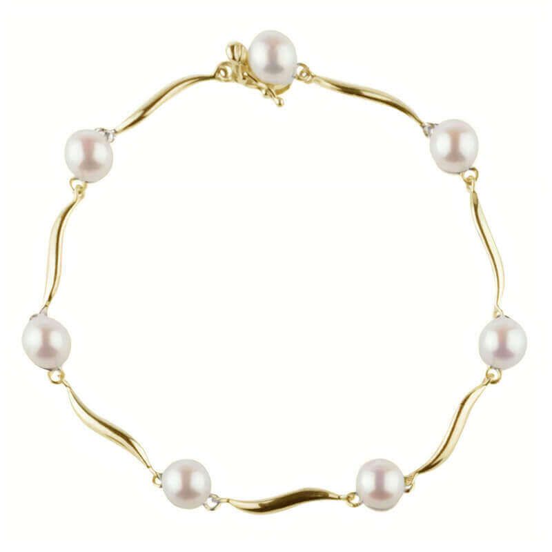 Freshwater Cultured Pearl 'S' Link Bracelet  |  9ct Gold